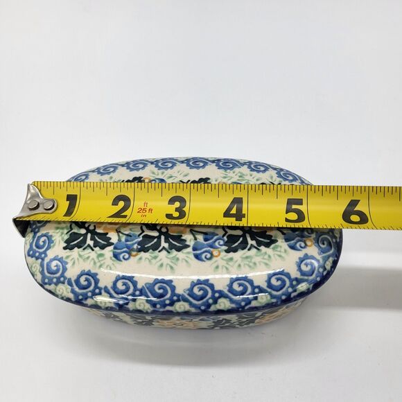 Polish Pottery Unikat Oval Lidded Trinket Box Floral Hand Painted Boleslawiec - Picture 9 of 12
